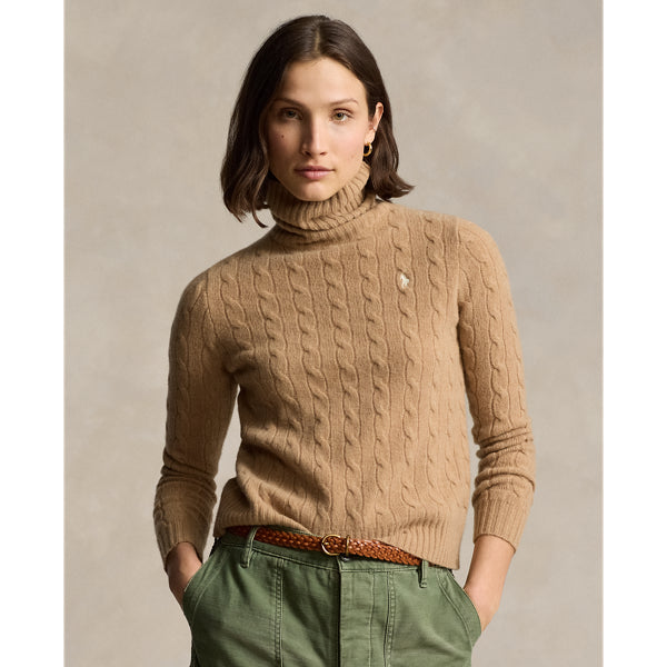 Wool-Cashmere Cable Roll Neck Jumper