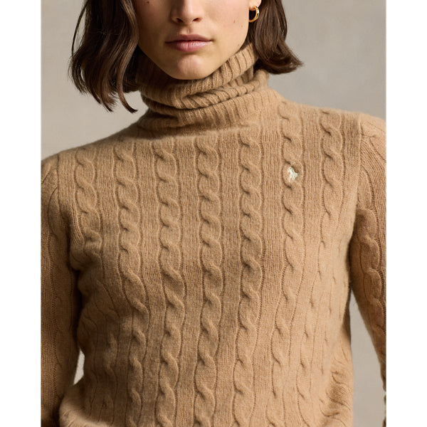 Wool-Cashmere Cable Roll Neck Jumper