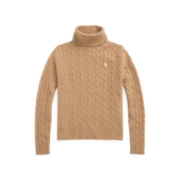 Wool-Cashmere Cable Roll Neck Jumper