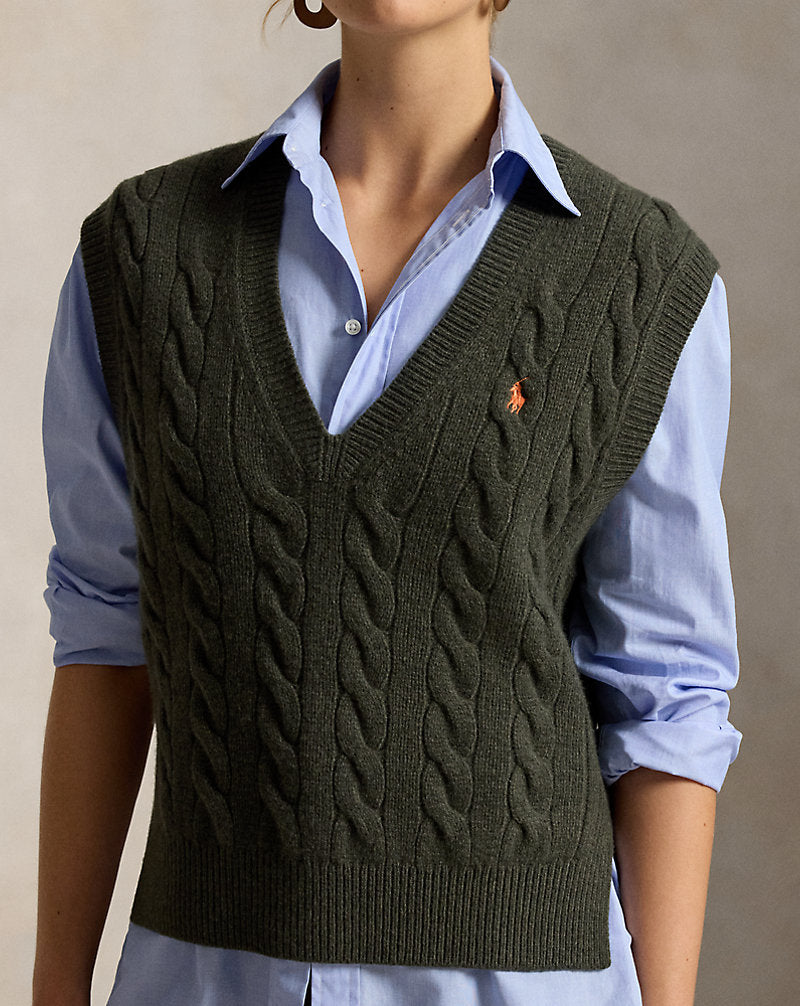 Cable-Knit Cashmere Sleeveless Jumper