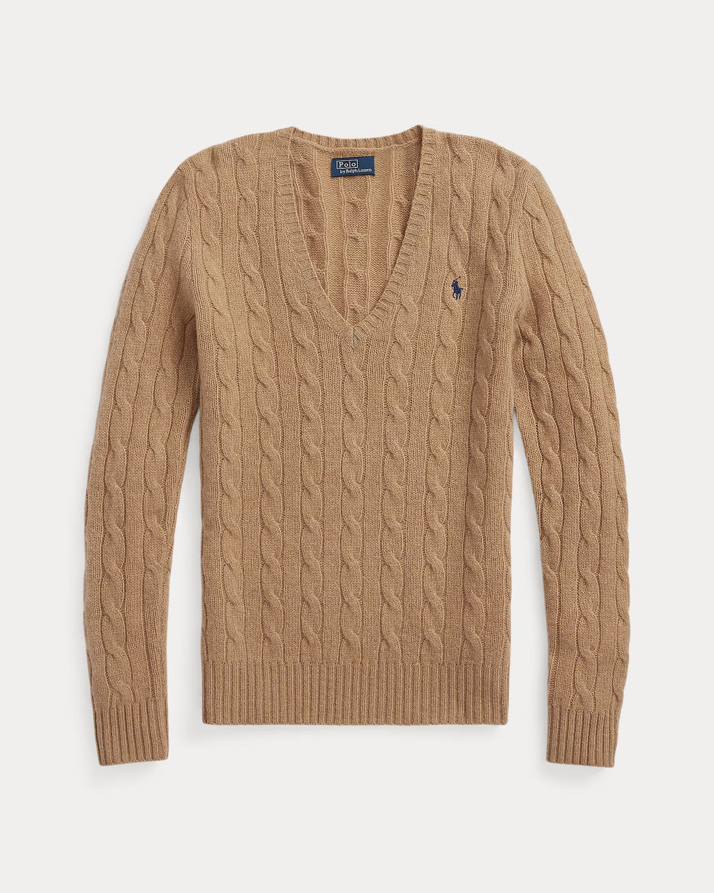 Ralph Lauren Cable-Knit Wool-Cashmere V-Neck Jumper | Camel