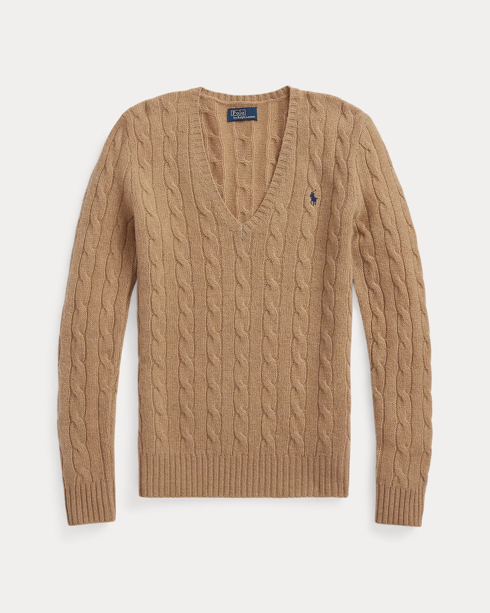 Ralph Lauren Cable-Knit Wool-Cashmere V-Neck Jumper | Camel