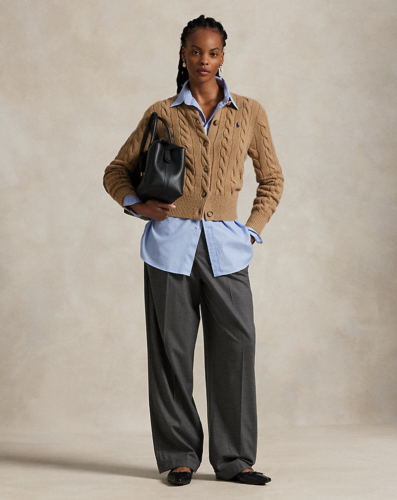 Cable-Knit Wool-Cashmere Cardigan