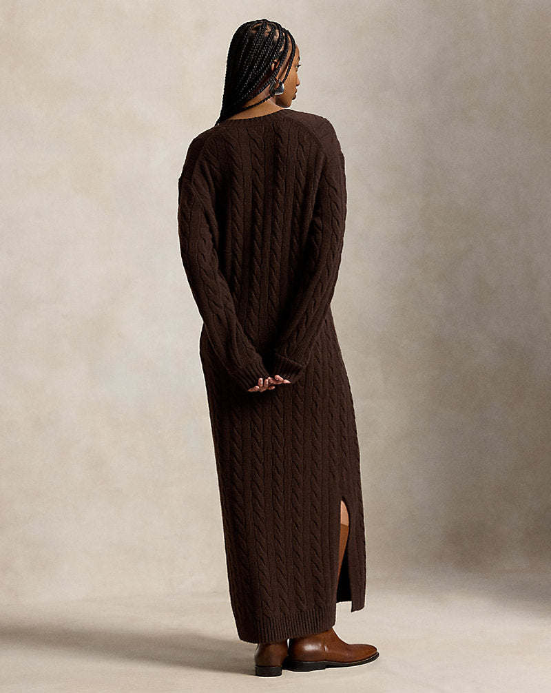 Cable-Knit V-Neck Jumper Dress