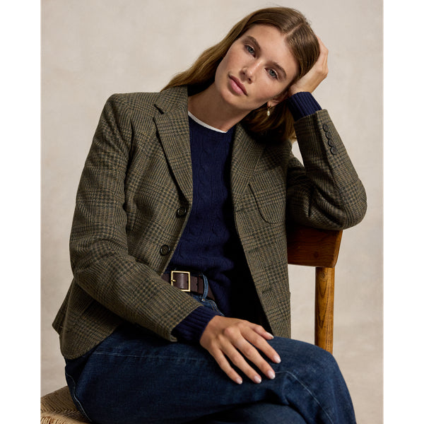 Single-Breasted Glen Check Blazer