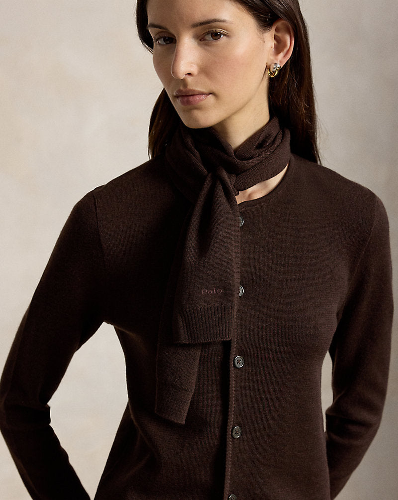 Tie-Scarf Wool Cardigan