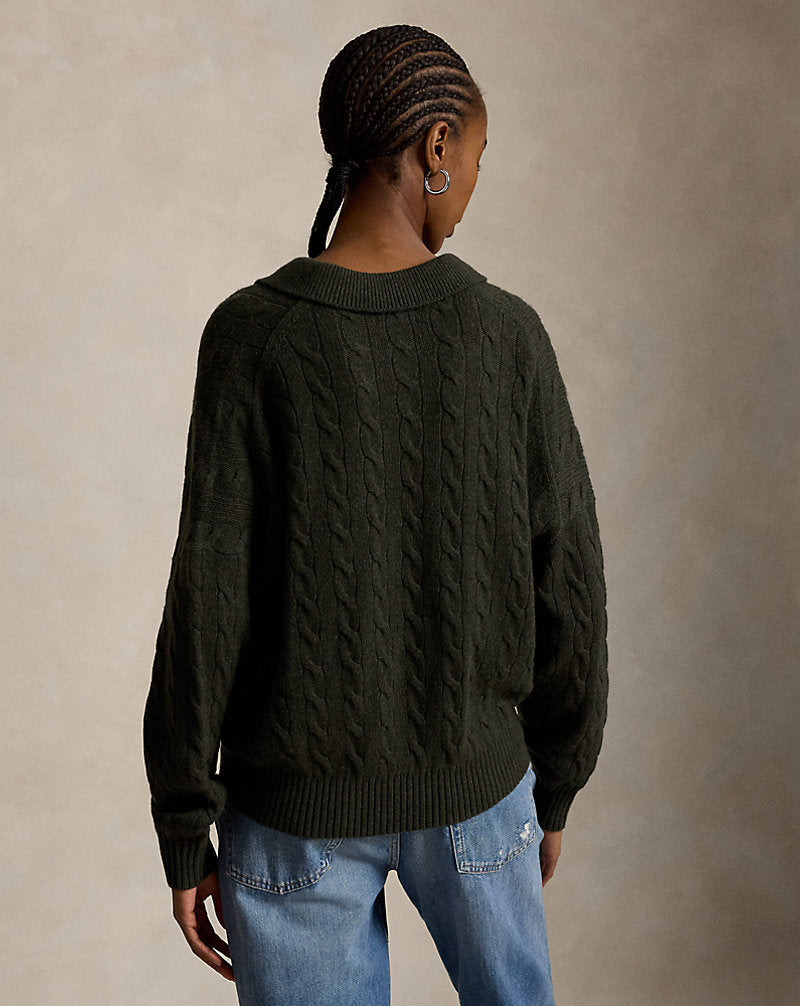 Cable Wool-Cashmere Polo-Collar Jumper
