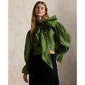 Tie-Bow Organdy Shirt