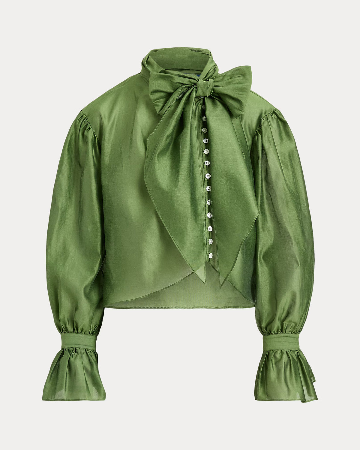 Tie-Bow Organdy Shirt, Polo Ralph Lauren