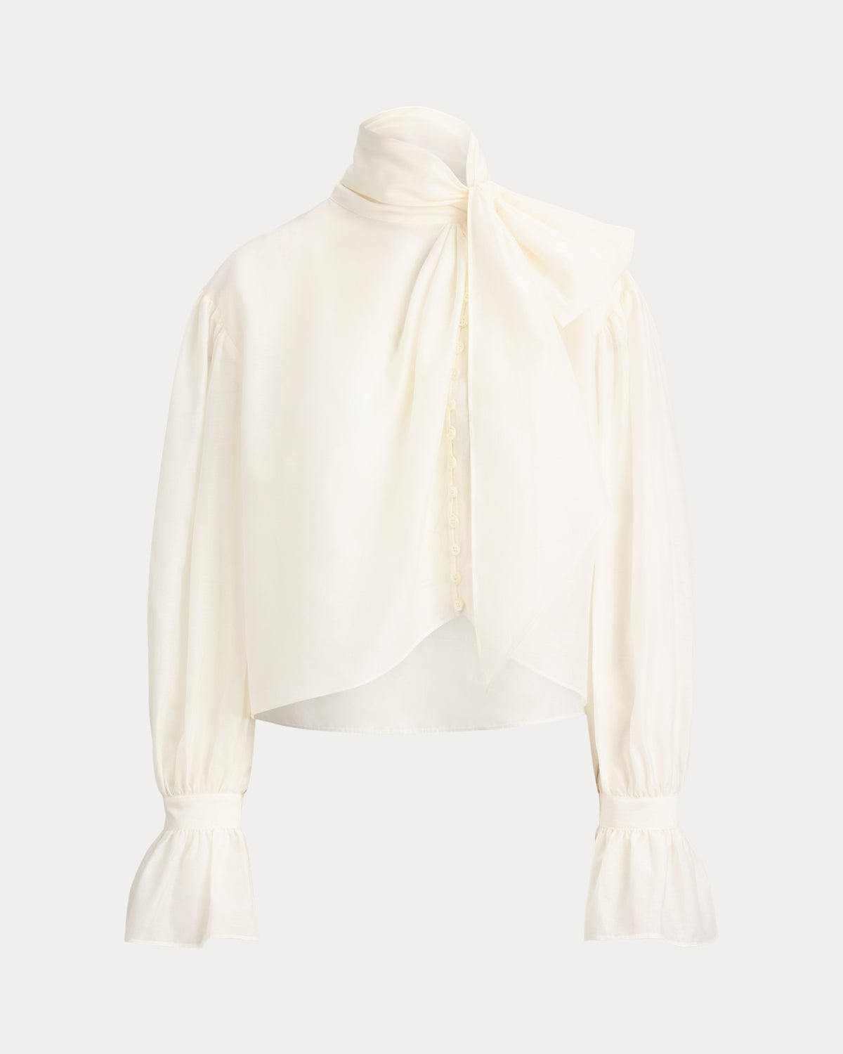 Tie-Bow Organdy Shirt, Polo Ralph Lauren