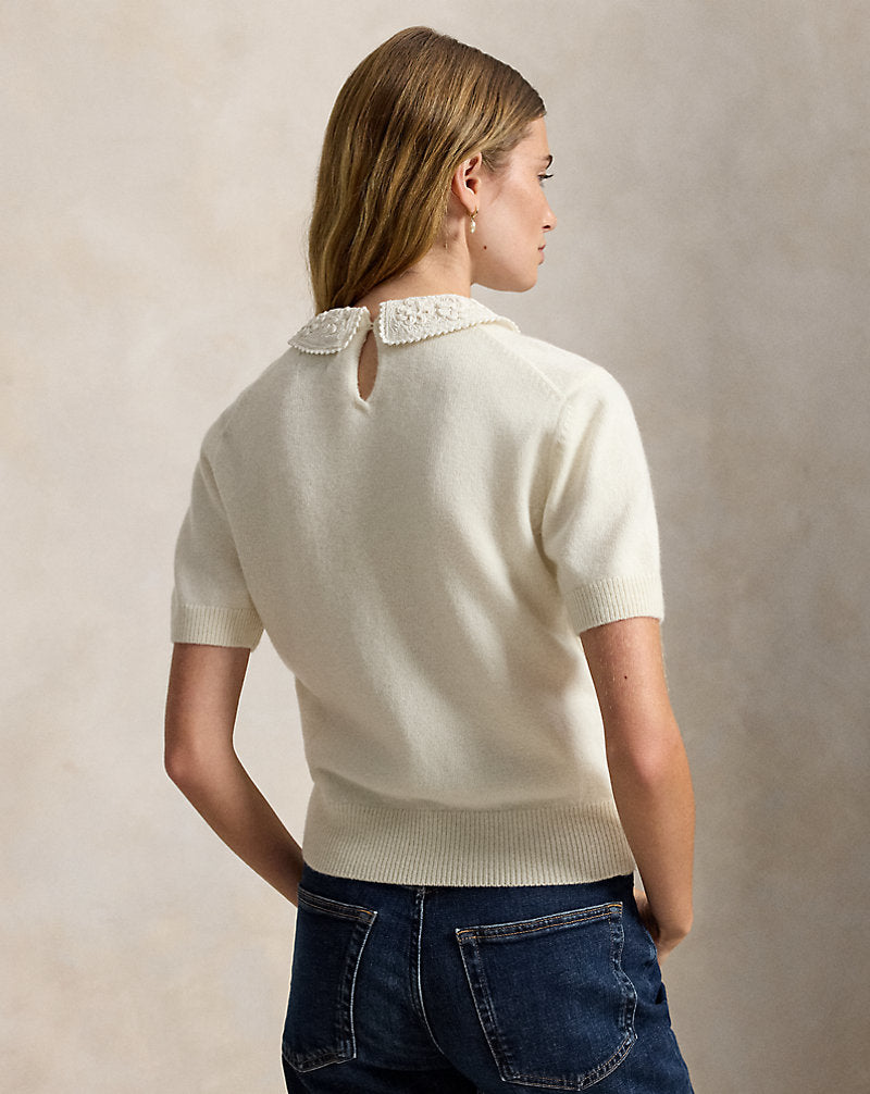 Lace-Collar Short-Sleeve Jumper