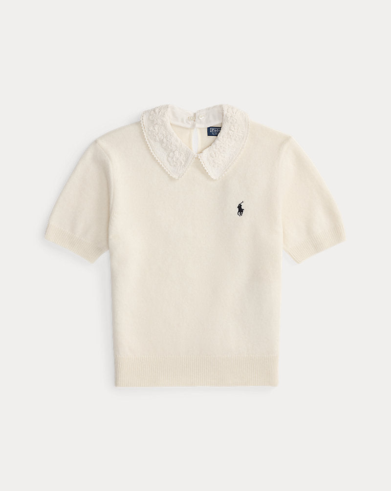 Lace-Collar Short-Sleeve Jumper