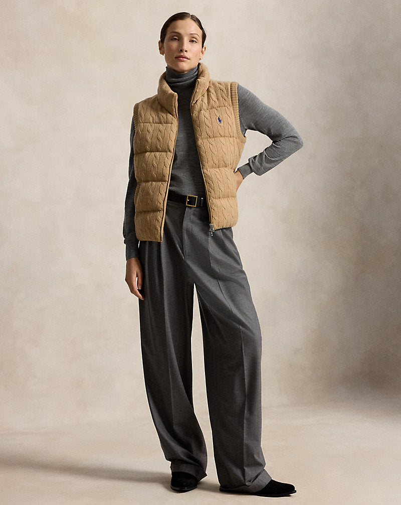 Cable-Knit Wool-Cashmere Zip Gilet