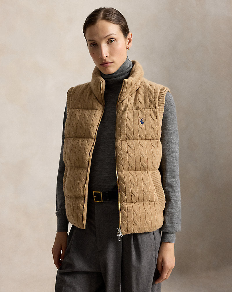 Cable-Knit Wool-Cashmere Zip Gilet