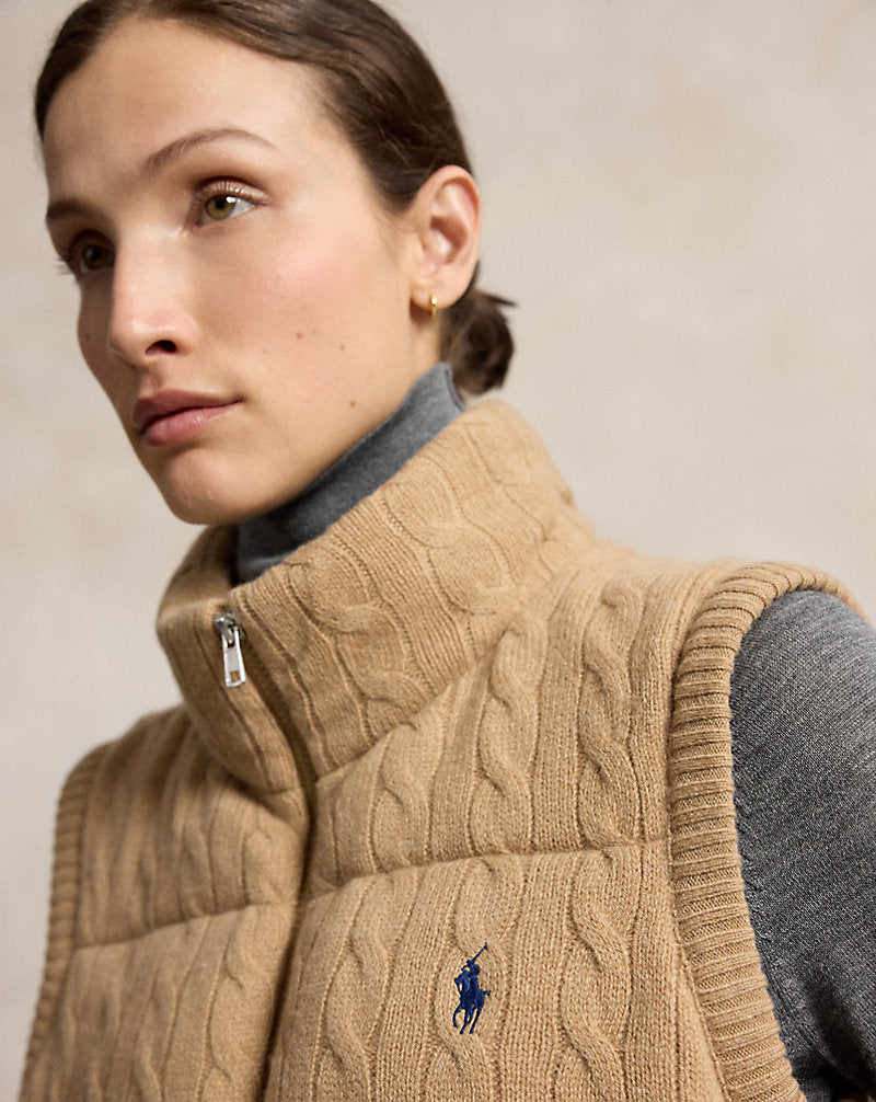 Cable-Knit Wool-Cashmere Zip Gilet
