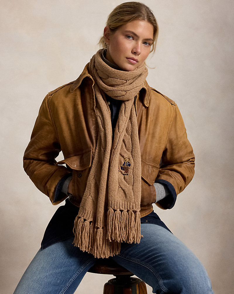 Polo Bear Cable-Knit Scarf