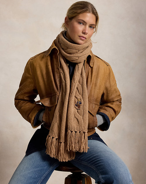 Polo Bear Cable-Knit Scarf