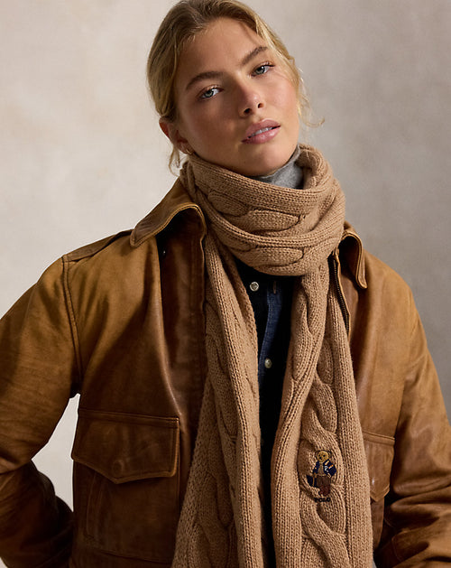 Polo Bear Cable-Knit Scarf