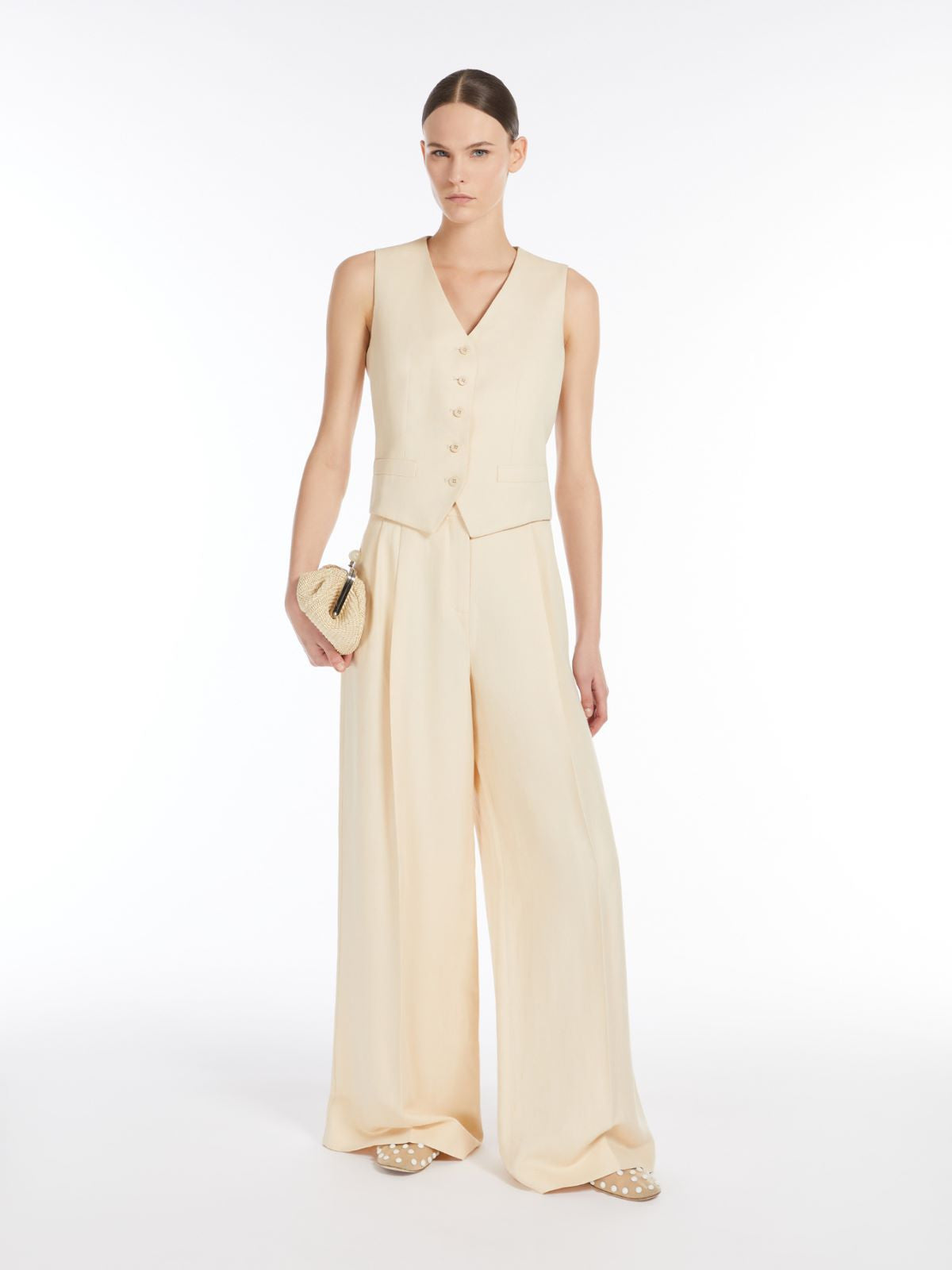Weekend Max Mara, Valiero Viscose and Linen Trousers Sand