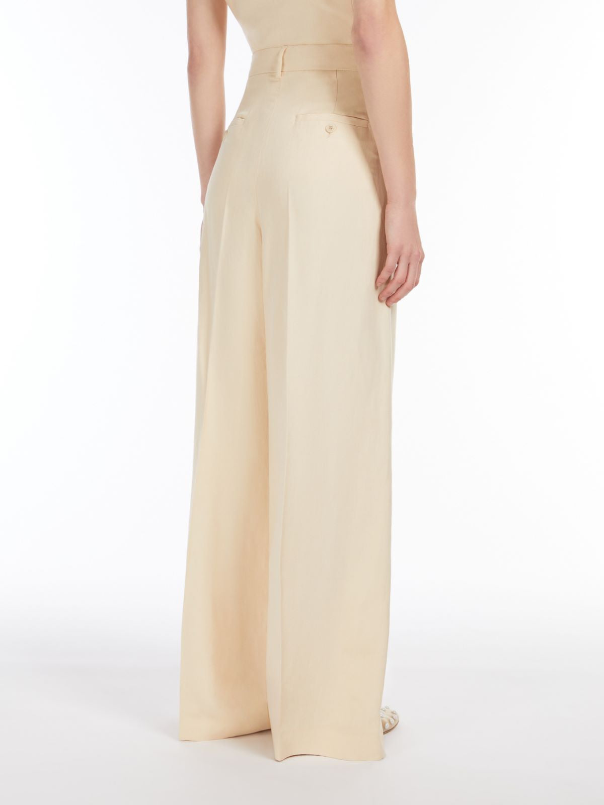 Weekend Max Mara, Valiero Viscose and Linen Trousers Sand