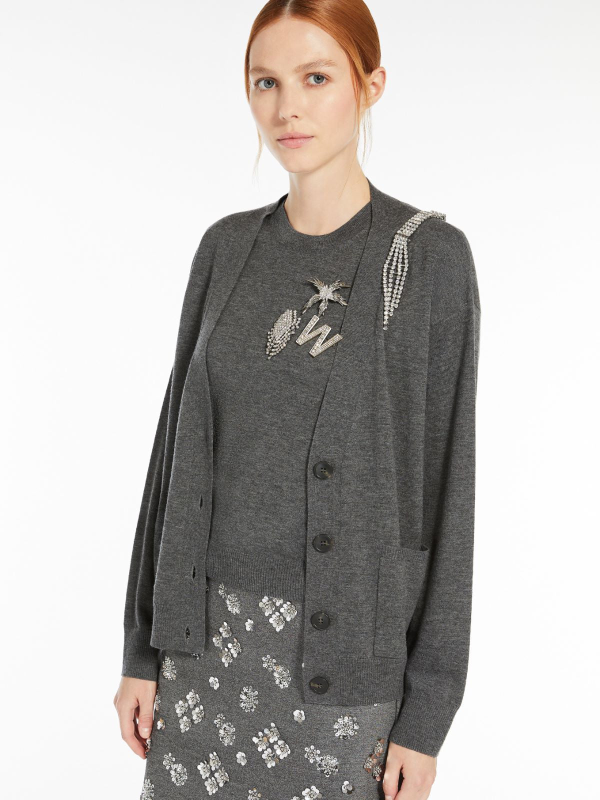 Weekend Max Mara, Addi Rhinestone Brooch Silver